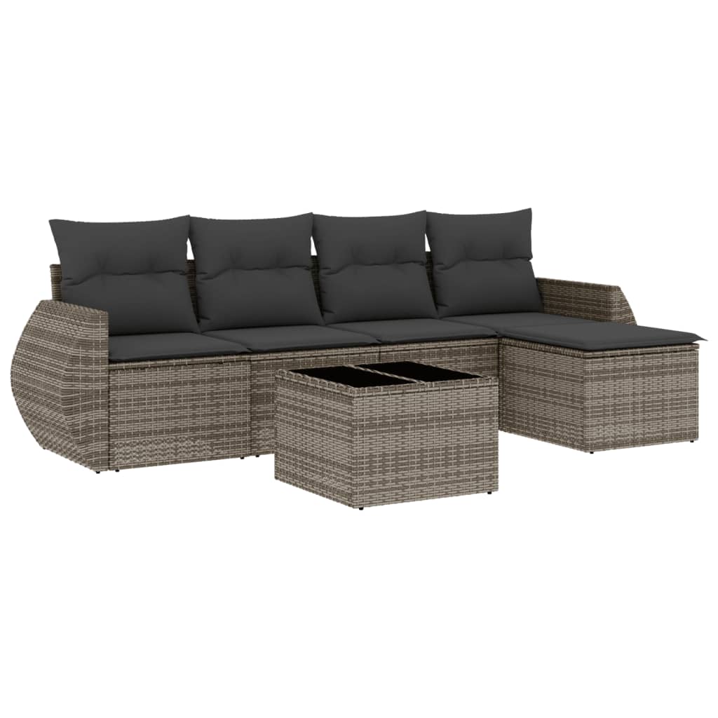 8721102326127_a_en_hd_1 vidaXL 6 Piece Garden Sofa Set with Cushions Grey Poly Rattan - Image 2