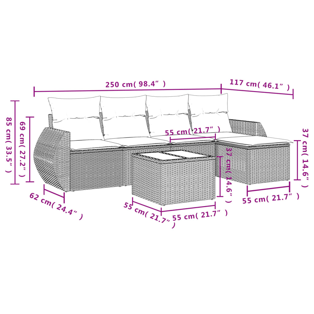 8721102326127_g_en_hd_1 vidaXL 6 Piece Garden Sofa Set with Cushions Grey Poly Rattan - Image 3