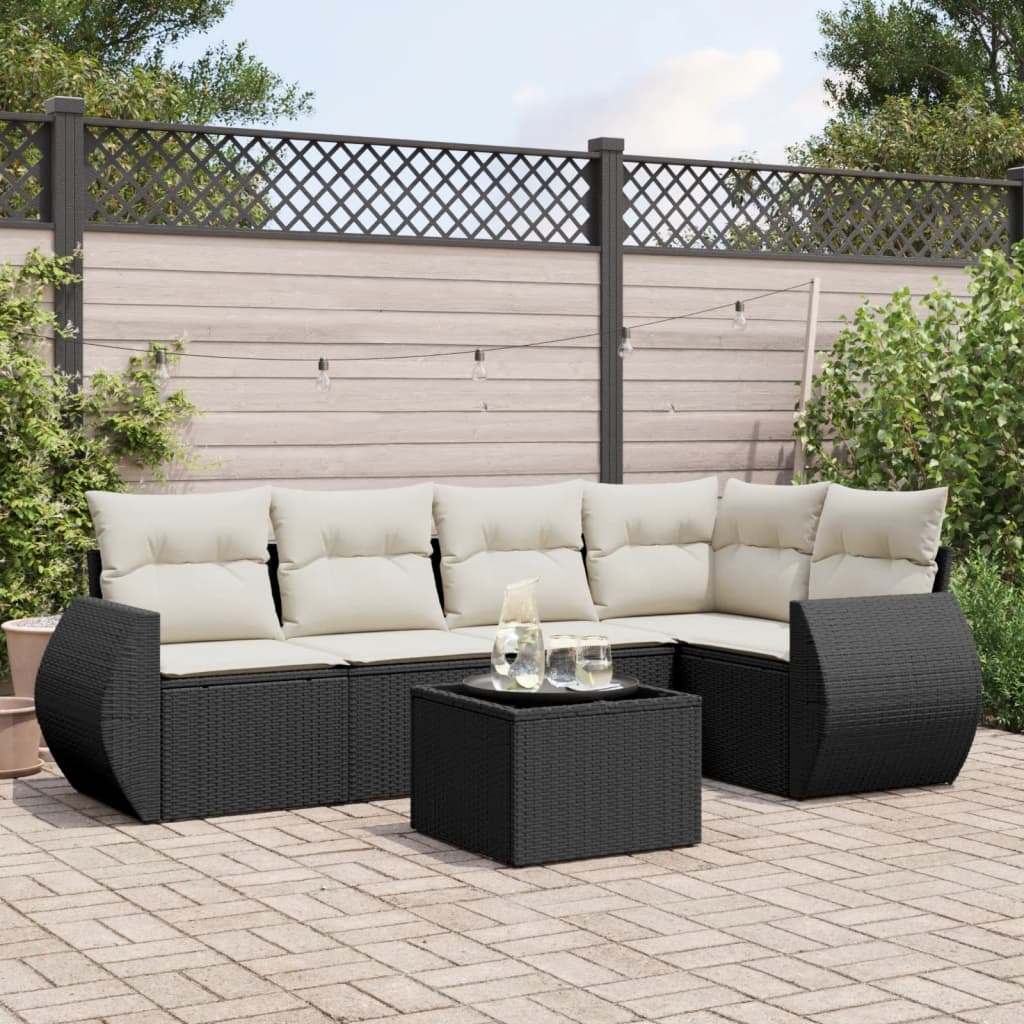 8721102326486_m_en_hd_1 vidaXL 6 Piece Garden Sofa Set with Cushions Black Poly Rattan - Image 1
