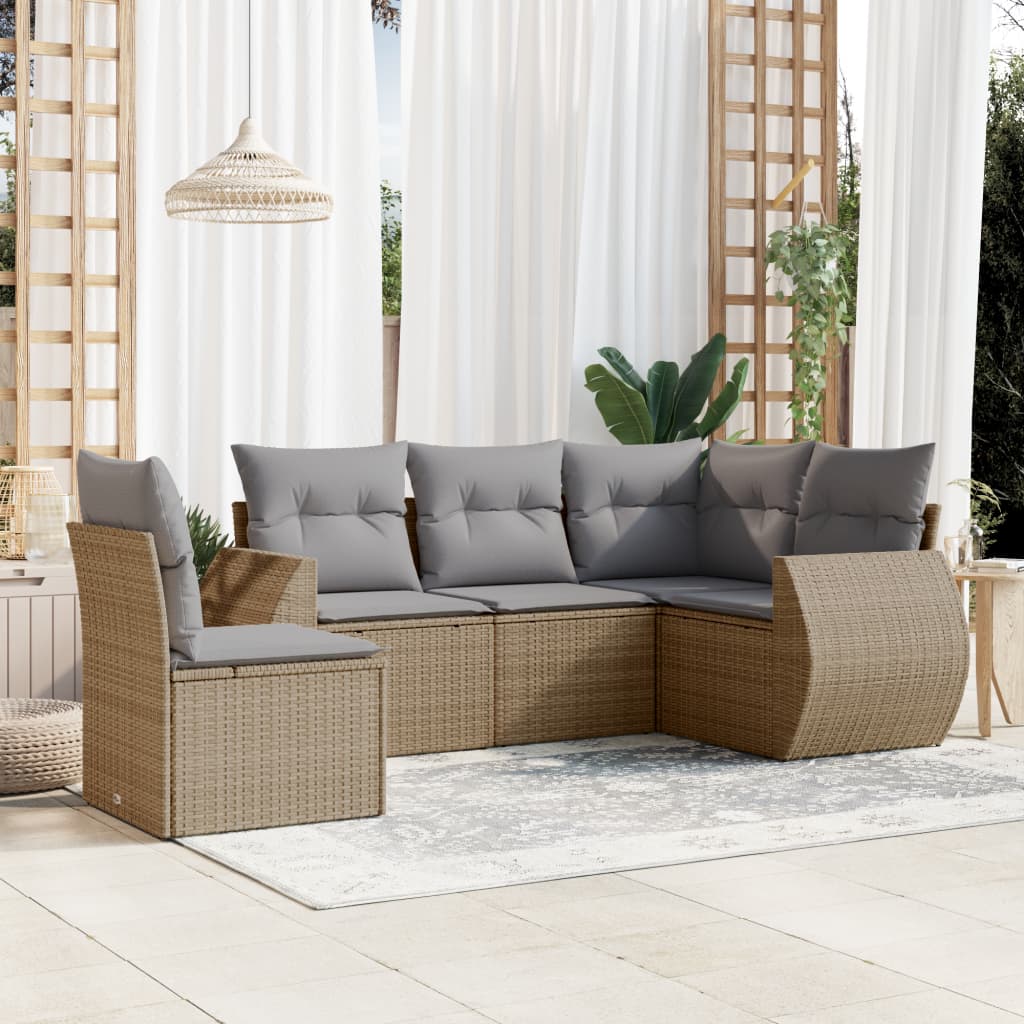 8721102326912_m_en_hd_1 vidaXL 6 Piece Garden Sofa Set with Cushions Beige Poly Rattan - Image 1