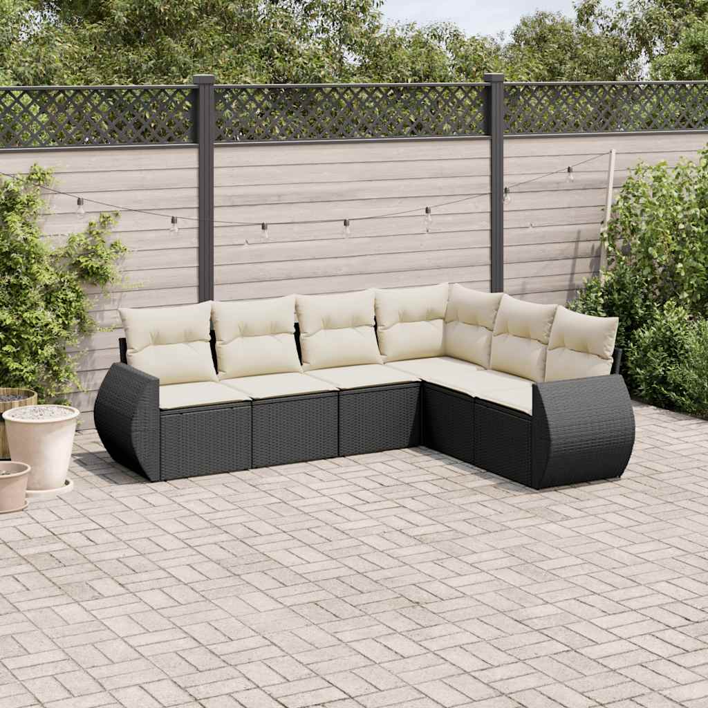 8721102327186_m_en_hd_1 vidaXL 6 Piece Garden Sofa Set with Cushions Black Poly Rattan - Image 1