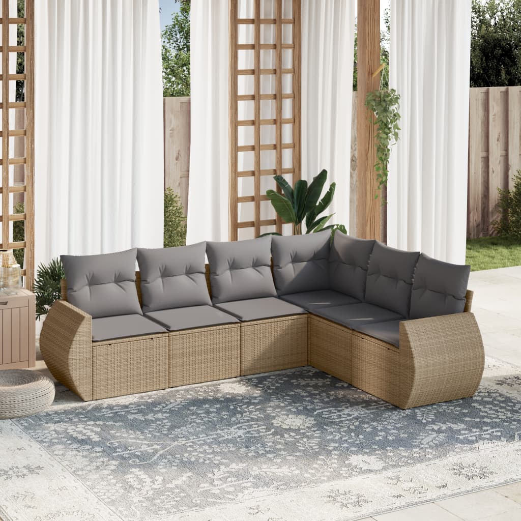 8721102327216_m_en_hd_1 vidaXL 6 Piece Garden Sofa Set with Cushions Beige Poly Rattan - Image 1