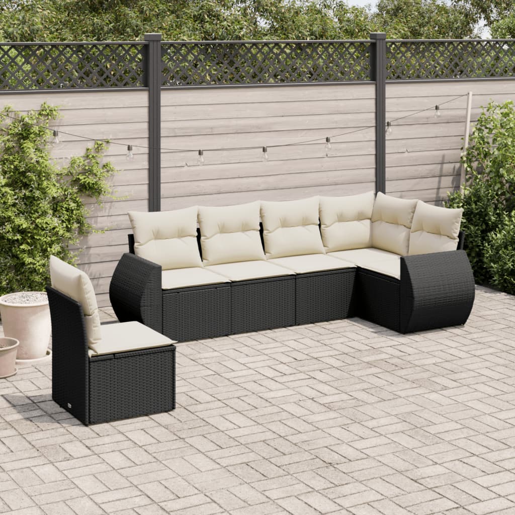 8721102327384_m_en_hd_1 vidaXL 6 Piece Garden Sofa Set with Cushions Black Poly Rattan - Image 1
