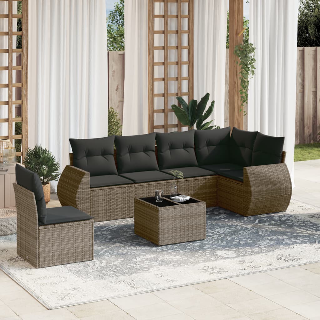 8721102327520_m_en_hd_1 vidaXL 7 Piece Garden Sofa Set with Cushions Grey Poly Rattan - Image 1