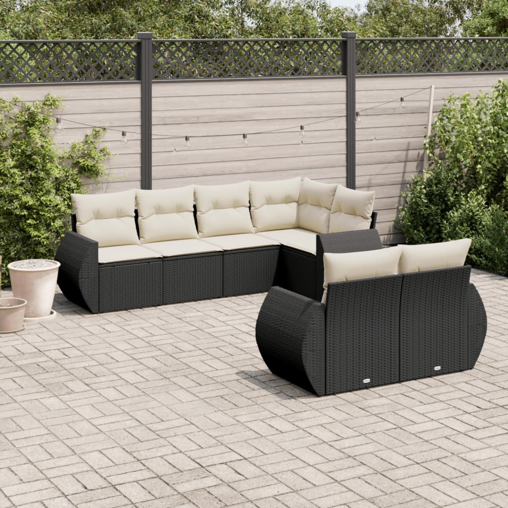 8721102329180_m_en_hd_1 vidaXL 7 Piece Garden Sofa Set with Cushions Black Poly Rattan - Image 1