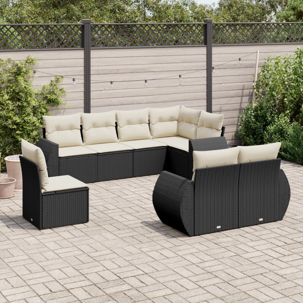 8721102329487_m_en_hd_1 vidaXL 8 Piece Garden Sofa Set with Cushions Black Poly Rattan - Image 1
