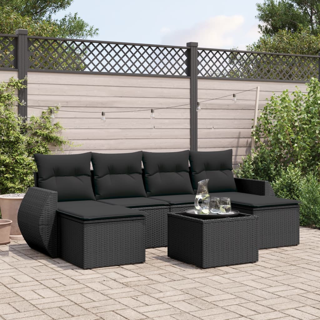 8721102330377_m_en_hd_1 vidaXL 7 Piece Garden Sofa Set with Cushions Black Poly Rattan - Image 1