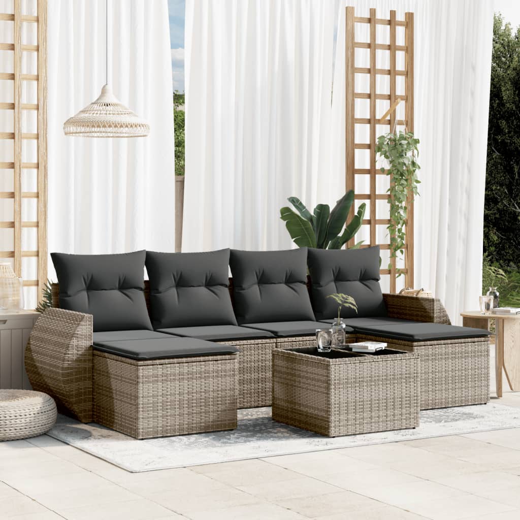 8721102330421_m_en_hd_1 vidaXL 7 Piece Garden Sofa Set with Cushions Grey Poly Rattan - Image 1