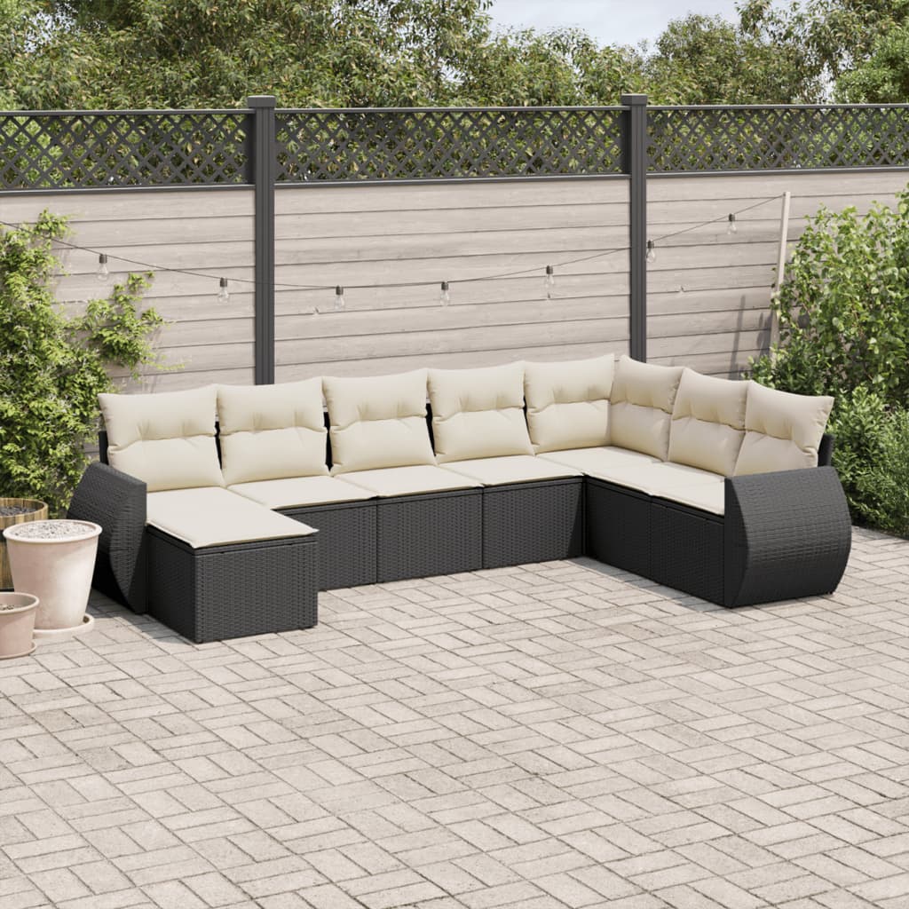 8721102330681_m_en_hd_1 vidaXL 8 Piece Garden Sofa Set with Cushions Black Poly Rattan - Image 1