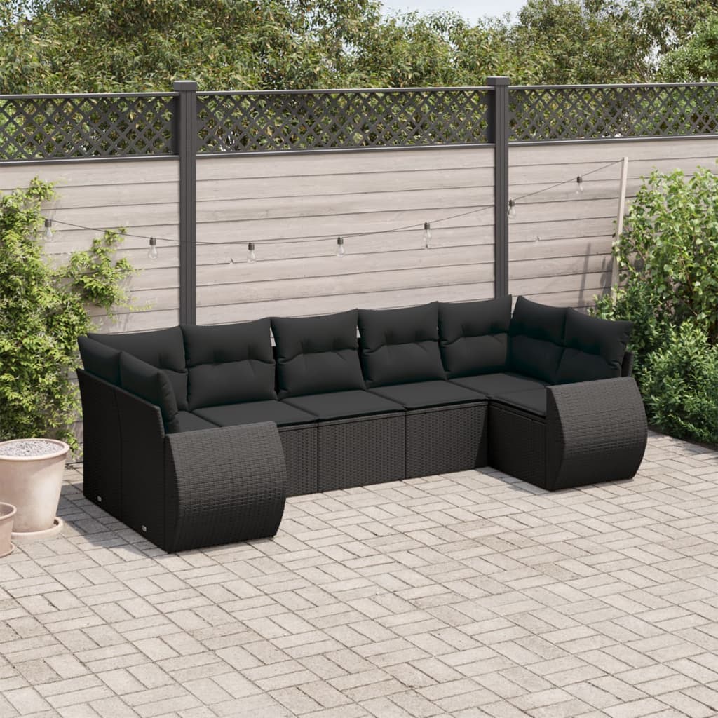 8721102330971_m_en_hd_1 vidaXL 7 Piece Garden Sofa Set with Cushions Black Poly Rattan - Image 1