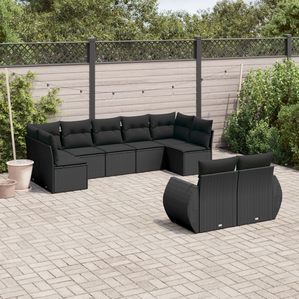 8721102331275_m_en_hd_1 vidaXL 9 Piece Garden Sofa Set with Cushions Black Poly Rattan - Image 1