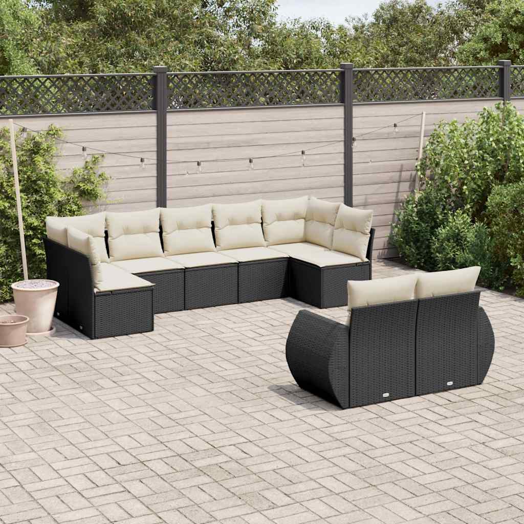 8721102331282_m_en_hd_1 vidaXL 9 Piece Garden Sofa Set with Cushions Black Poly Rattan - Image 1