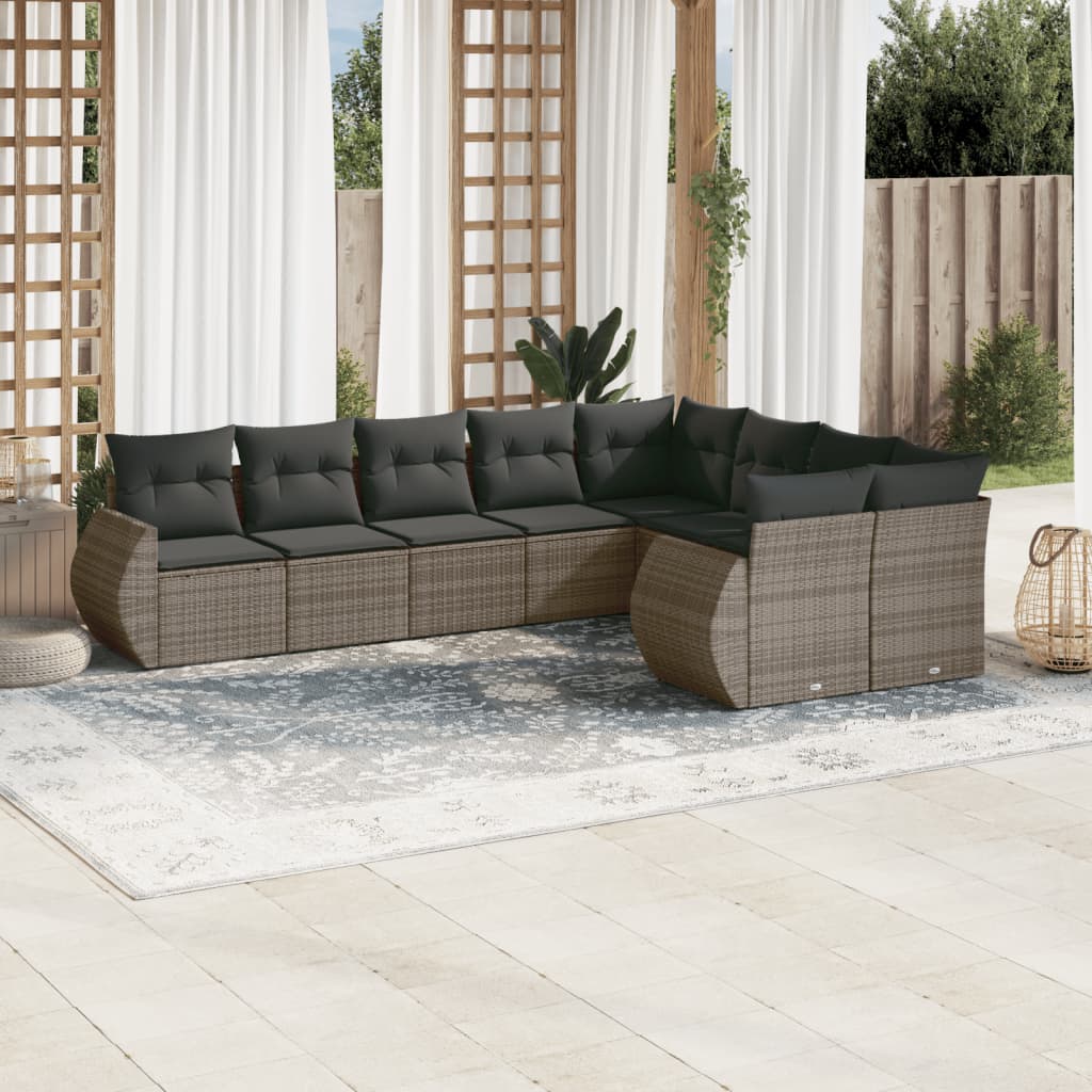 8721102331527_m_en_hd_1 vidaXL 9 Piece Garden Sofa Set with Cushions Grey Poly Rattan - Image 1