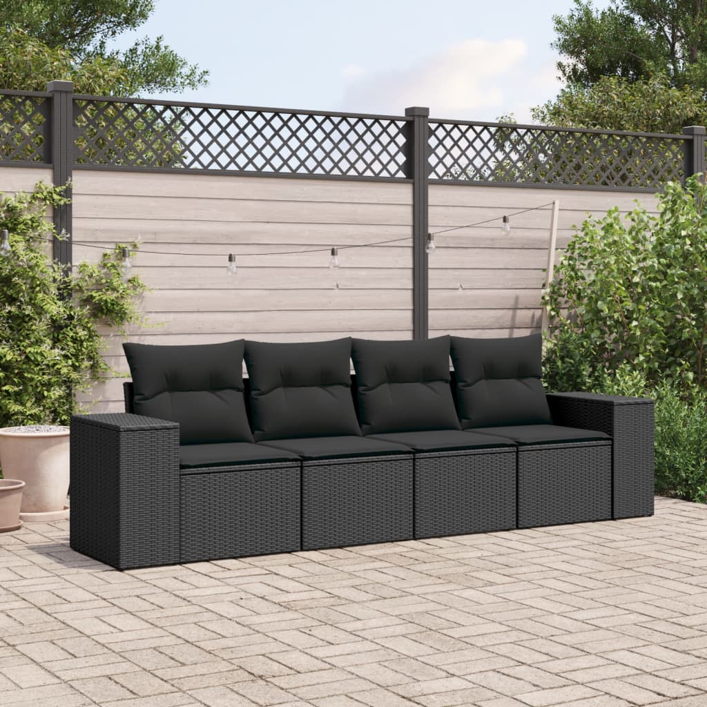 8721102335877_m_en_hd_1 vidaXL 4 Piece Garden Sofa Set with Cushions Black Poly Rattan - Image 1