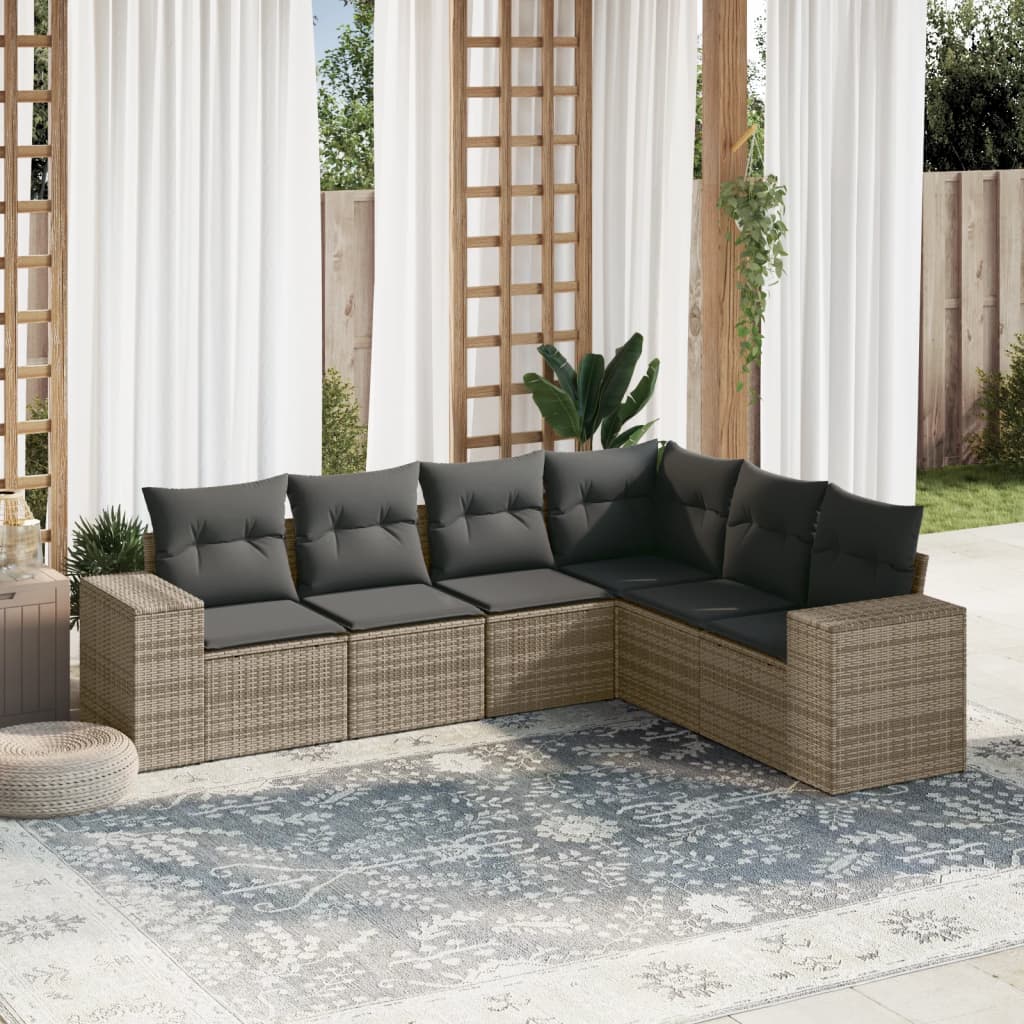 8721102339226_m_en_hd_1 vidaXL 6 Piece Garden Sofa Set with Cushions Grey Poly Rattan - Image 1