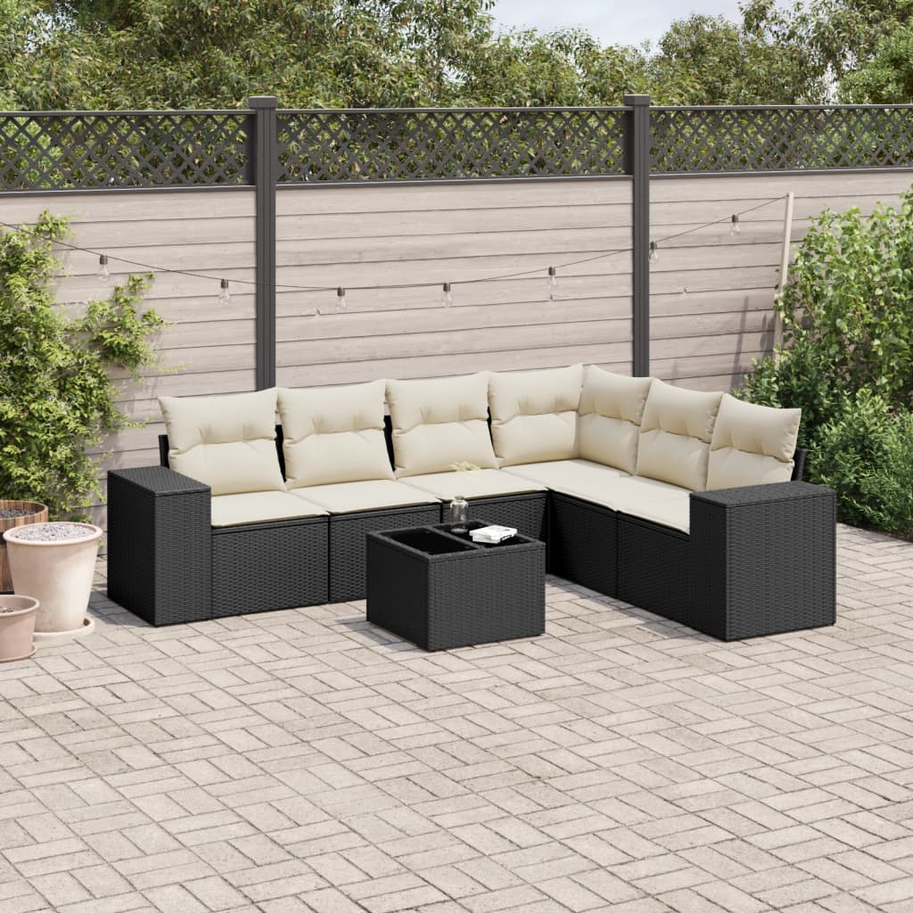 8721102339288_m_en_hd_1 vidaXL 7 Piece Garden Sofa Set with Cushions Black Poly Rattan - Image 1