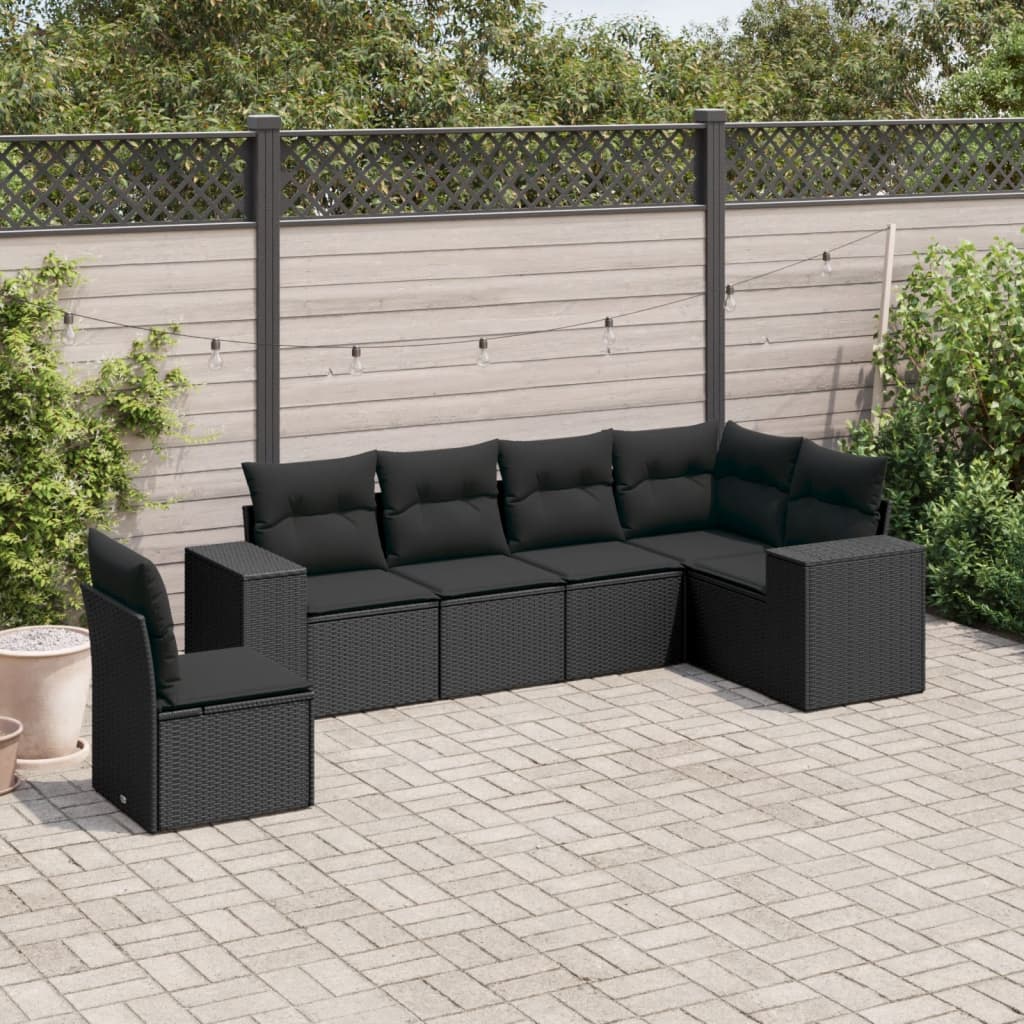 8721102339370_m_en_hd_1 vidaXL 6 Piece Garden Sofa Set with Cushions Black Poly Rattan - Image 1