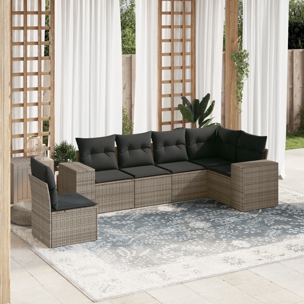 8721102339424_m_en_hd_1 vidaXL 6 Piece Garden Sofa Set with Cushions Grey Poly Rattan - Image 1