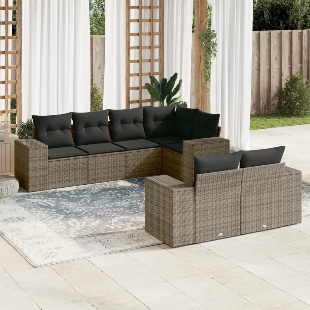 8721102341229_m_en_hd_1 vidaXL 7 Piece Garden Sofa Set with Cushions Grey Poly Rattan - Image 1