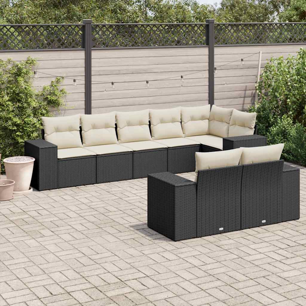 8721102341281_m_en_hd_1 vidaXL 8 Piece Garden Sofa Set with Cushions Black Poly Rattan - Image 1
