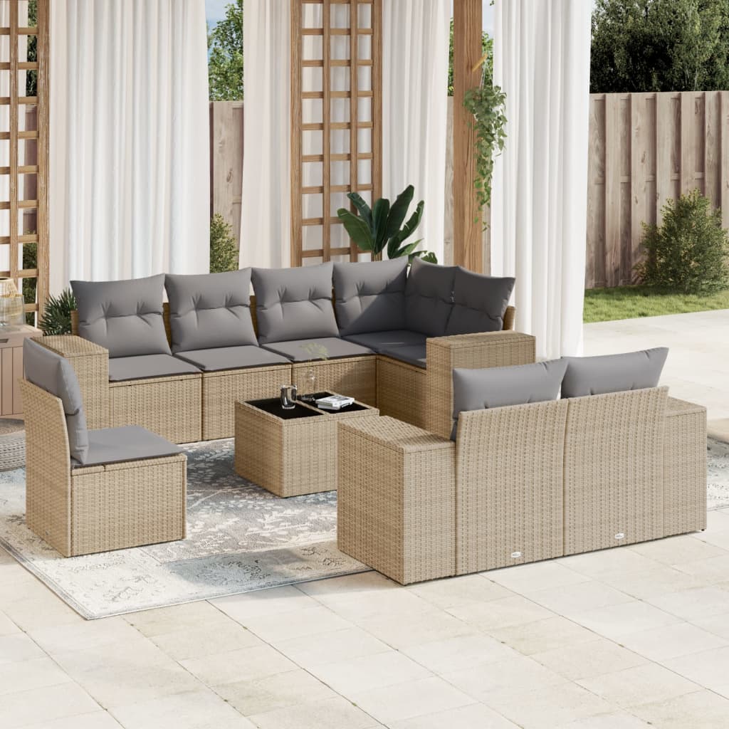 8721102341618_m_en_hd_1 vidaXL 9 Piece Garden Sofa Set with Cushions Beige Poly Rattan - Image 1