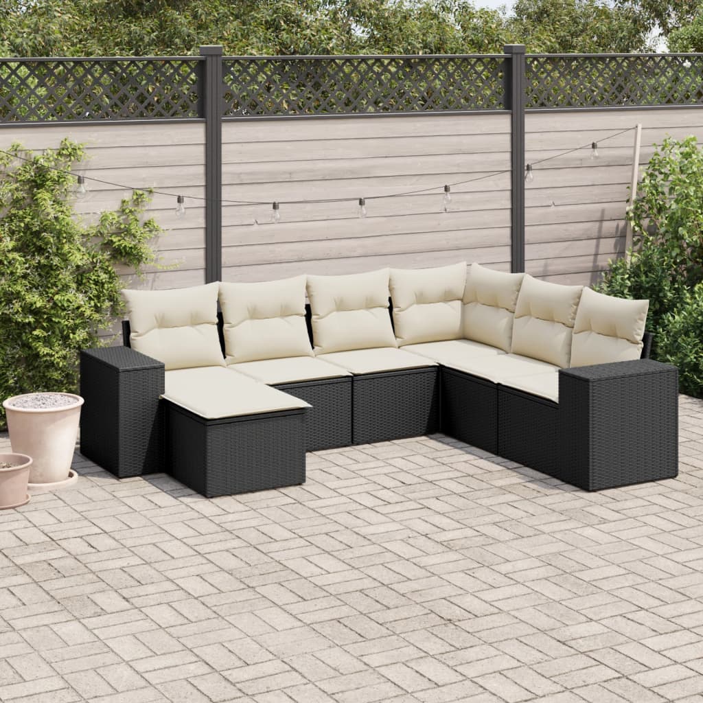 8721102342080_m_en_hd_1 vidaXL 7 Piece Garden Sofa Set with Cushions Black Poly Rattan - Image 1