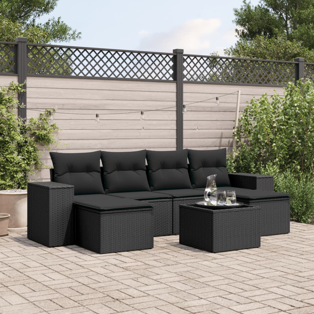 8721102342370_m_en_hd_1 vidaXL 7 Piece Garden Sofa Set with Cushions Black Poly Rattan - Image 1