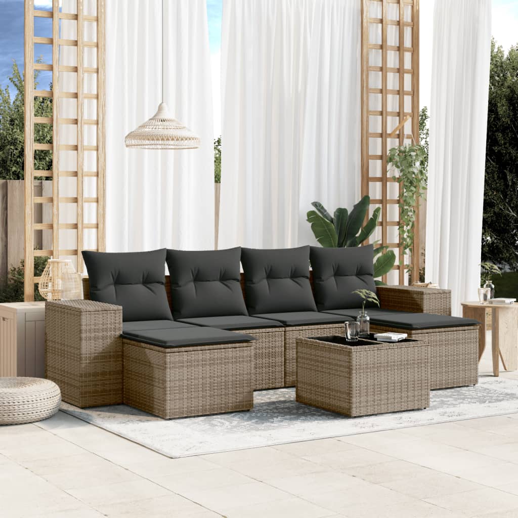 8721102342424_m_en_hd_1 vidaXL 7 Piece Garden Sofa Set with Cushions Grey Poly Rattan - Image 1