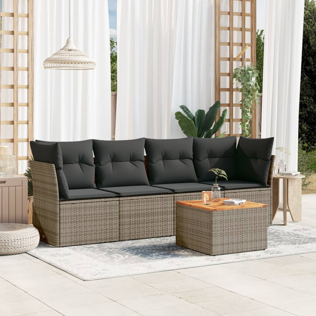 8721102347795_m_en_hd_1 vidaXL 5 Piece Garden Sofa Set with Cushions Grey Poly Rattan - Image 1