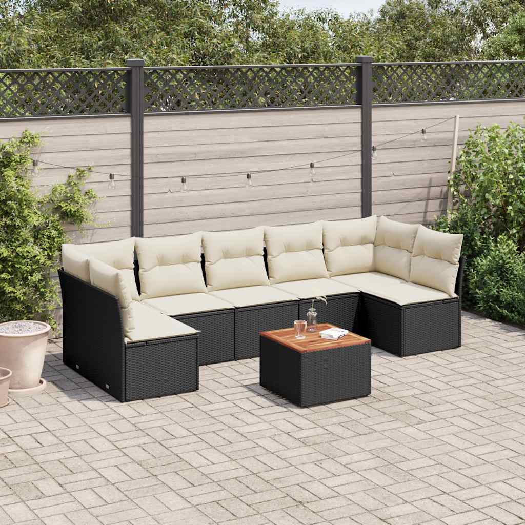 8721102348730_m_en_hd_1 vidaXL 8 Piece Garden Sofa Set with Cushions Black Poly Rattan - Image 1