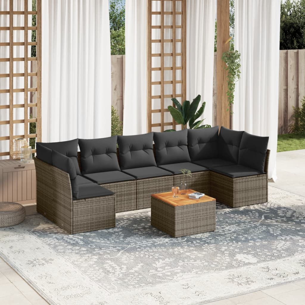 8721102348778_m_en_hd_1 vidaXL 8 Piece Garden Sofa Set with Cushions Grey Poly Rattan - Image 1