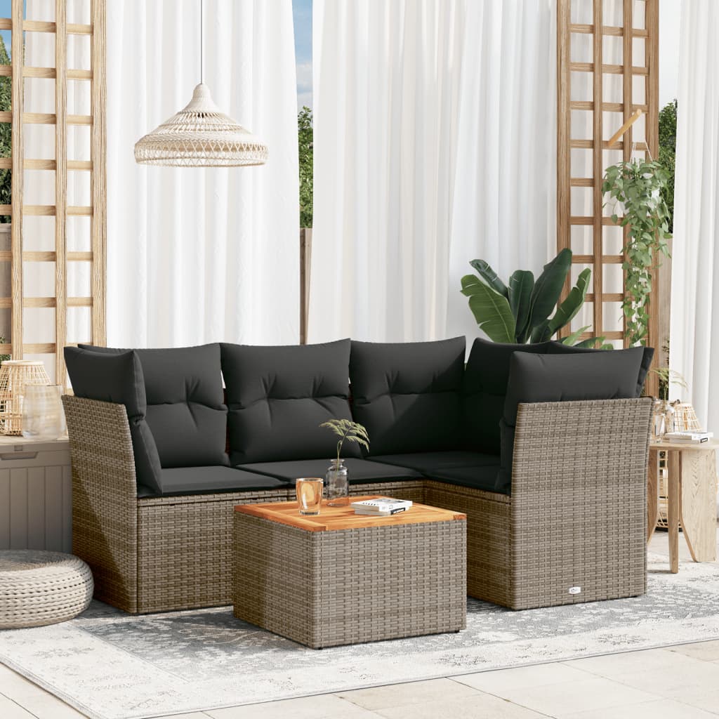 8721102349263_m_en_hd_1 vidaXL 5 Piece Garden Sofa Set with Cushions Grey Poly Rattan - Image 1
