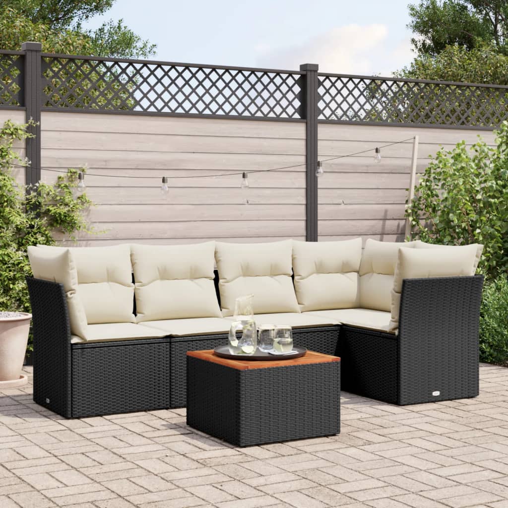 8721102349294_m_en_hd_1 vidaXL 6 Piece Garden Sofa Set with Cushions Black Poly Rattan - Image 1