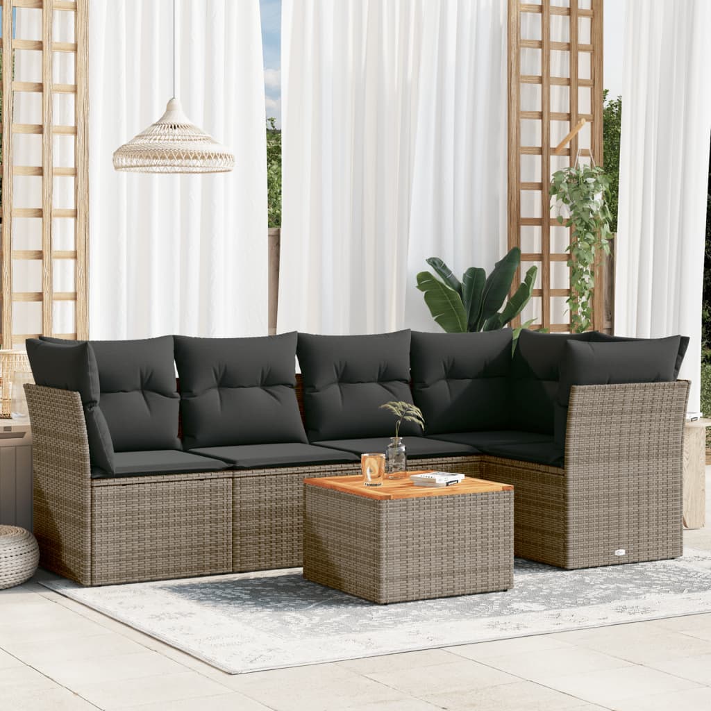 8721102349331_m_en_hd_1 vidaXL 6 Piece Garden Sofa Set with Cushions Grey Poly Rattan - Image 1