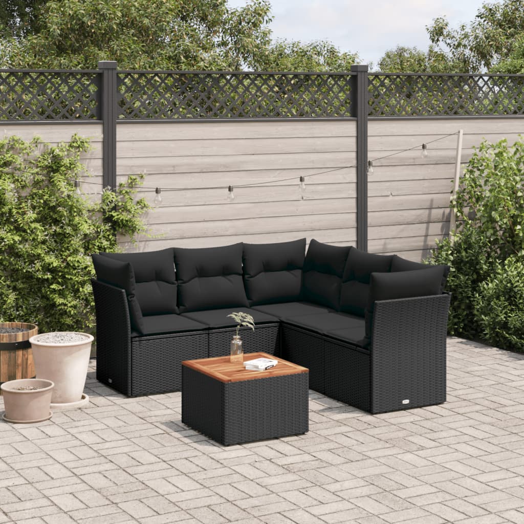 8721102349355_m_en_hd_1 vidaXL 6 Piece Garden Sofa Set with Cushions Black Poly Rattan - Image 1