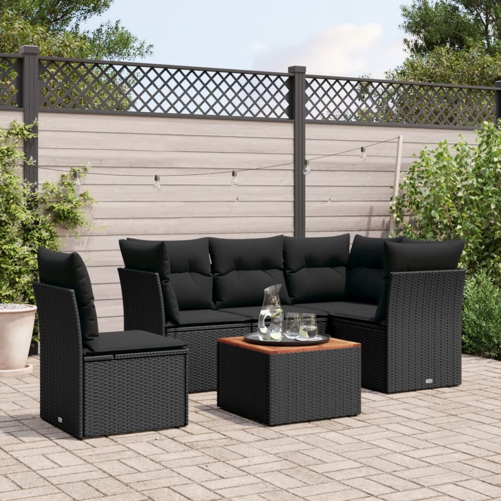 8721102349423_m_en_hd_1 vidaXL 6 Piece Garden Sofa Set with Cushions Black Poly Rattan - Image 1