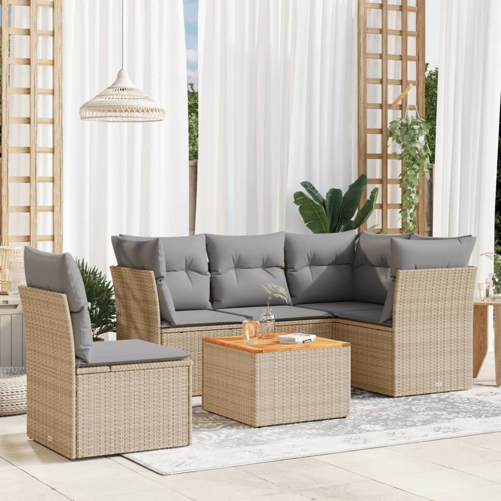 8721102349461_m_en_hd_1 vidaXL 6 Piece Garden Sofa Set with Cushions Mix Beige Poly Rattan - Image 1