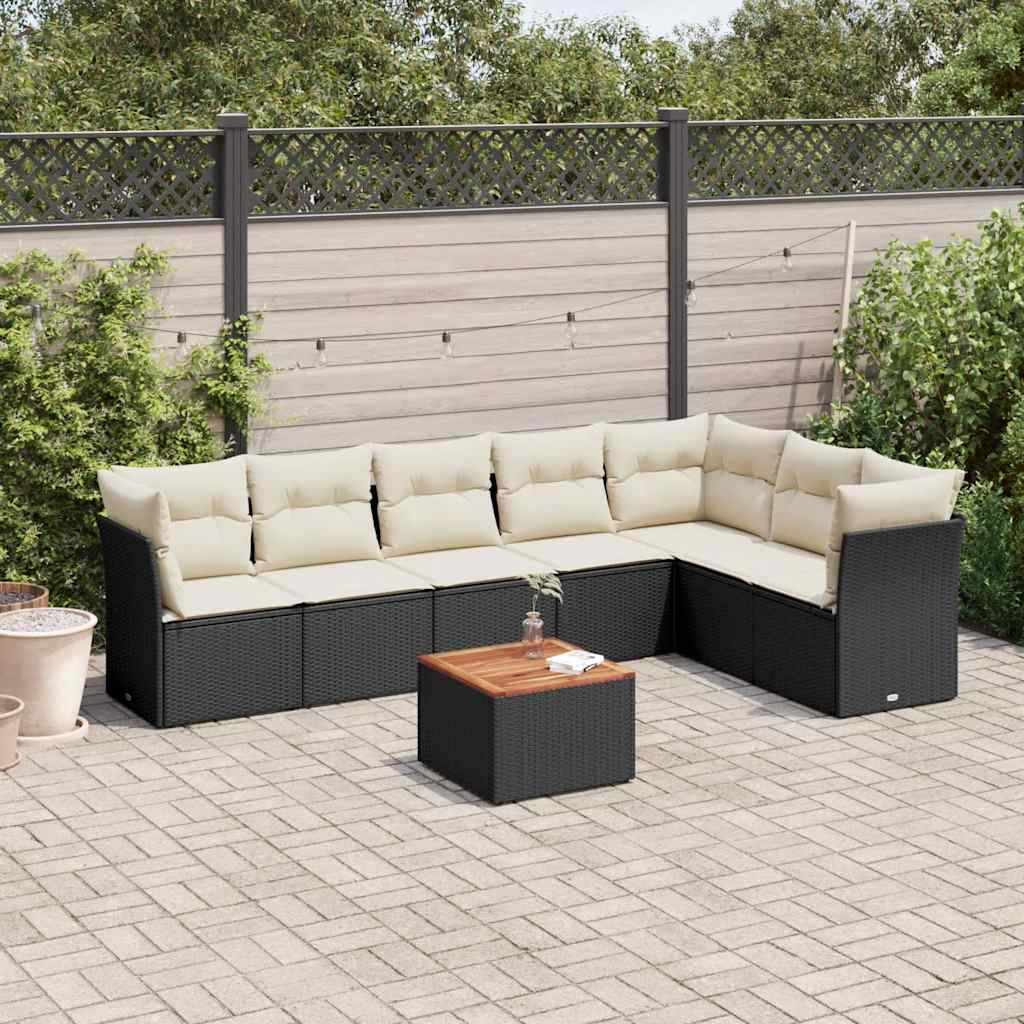 8721102349782_m_en_hd_1 vidaXL 8 Piece Garden Sofa Set with Cushions Black Poly Rattan - Image 1