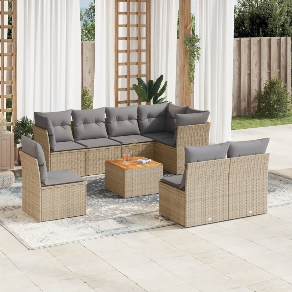 8721102350443_m_en_hd_1 vidaXL 9 Piece Garden Sofa Set with Cushions Mix Beige Poly Rattan - Image 1