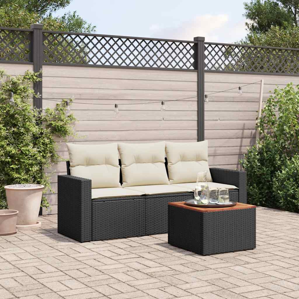 8721102352935_m_en_hd_1 vidaXL 4 Piece Garden Sofa Set with Cushions Black Poly Rattan - Image 1