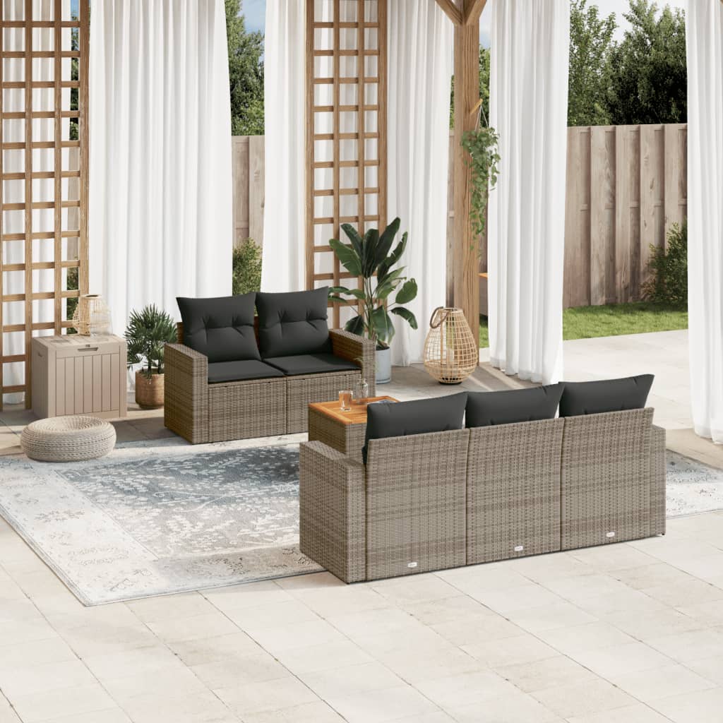 8721102353116_m_en_hd_1 vidaXL 6 Piece Garden Sofa Set with Cushions Grey Poly Rattan - Image 1