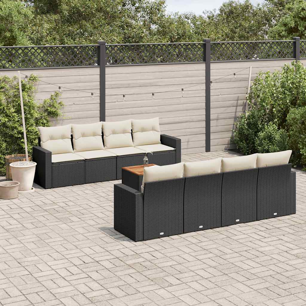 8721102353420_m_en_hd_1 vidaXL 9 Piece Garden Sofa Set with Cushions Black Poly Rattan - Image 1