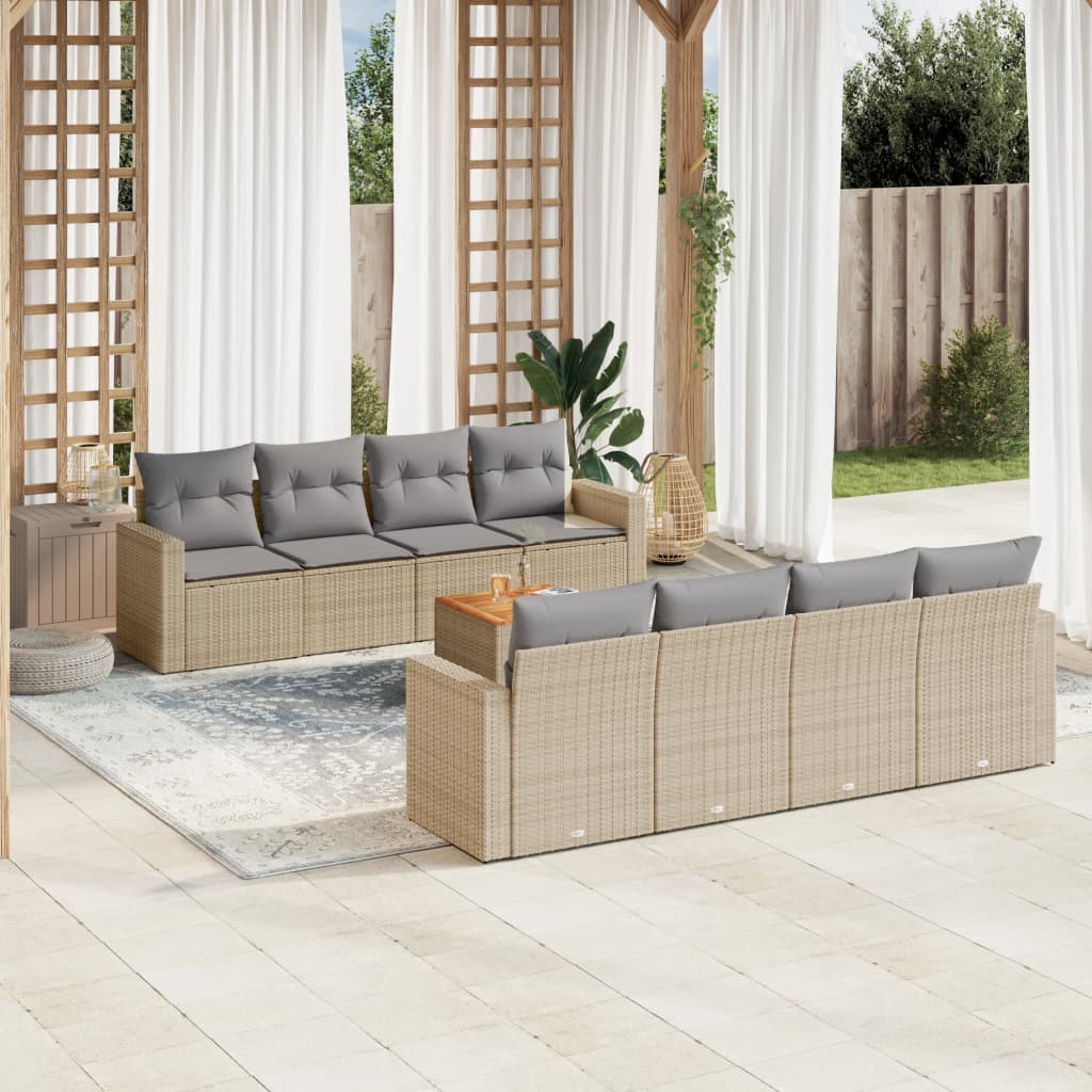 8721102353451_m_en_hd_1 vidaXL 9 Piece Garden Sofa Set with Cushions Mix Beige Poly Rattan - Image 1