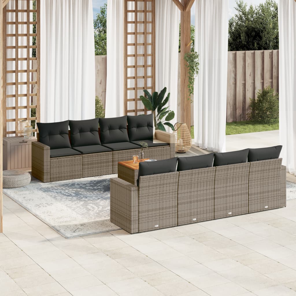 8721102353468_m_en_hd_1 vidaXL 9 Piece Garden Sofa Set with Cushions Grey Poly Rattan - Image 1