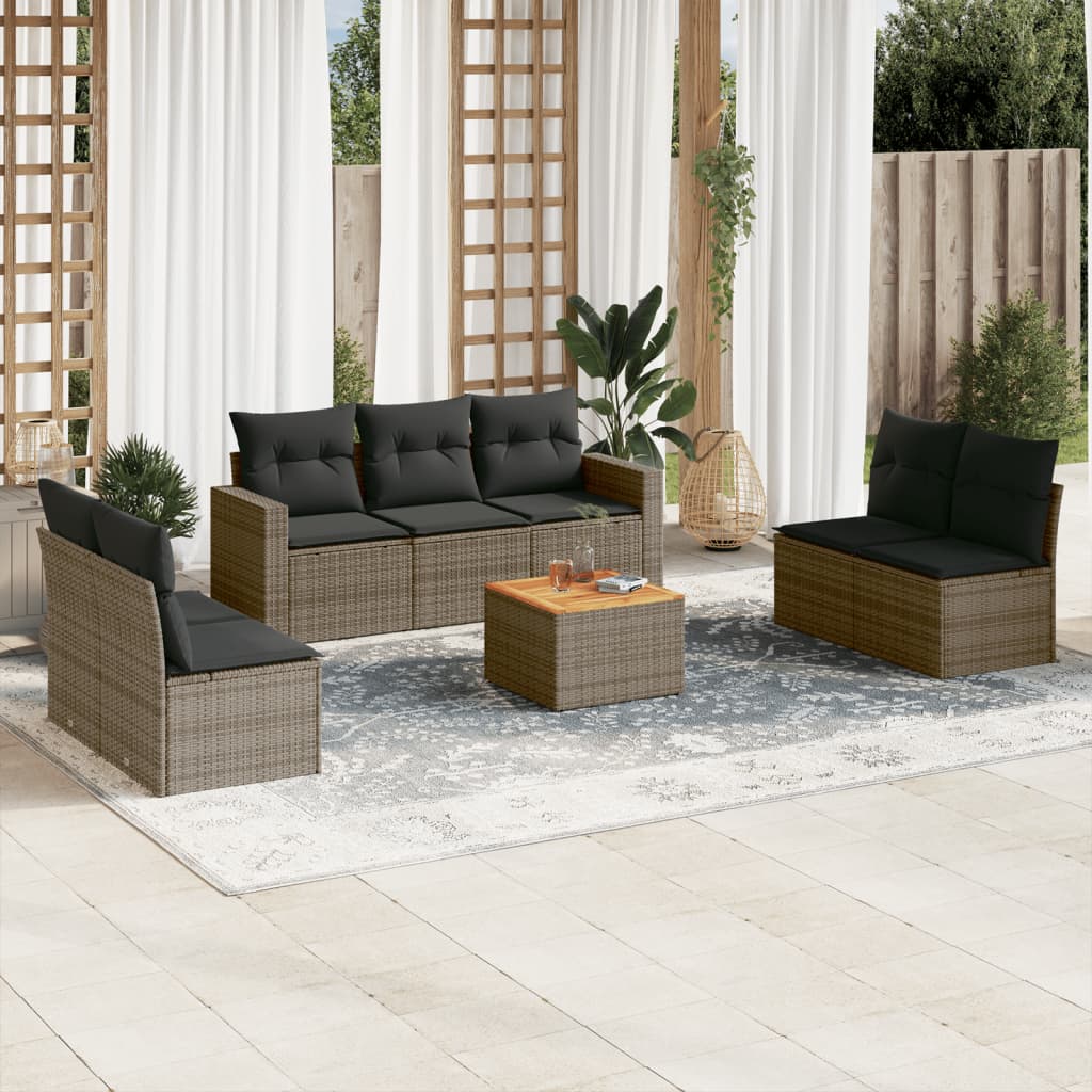 8721102353819_m_en_hd_1 vidaXL 8 Piece Garden Sofa Set with Cushions Grey Poly Rattan - Image 1