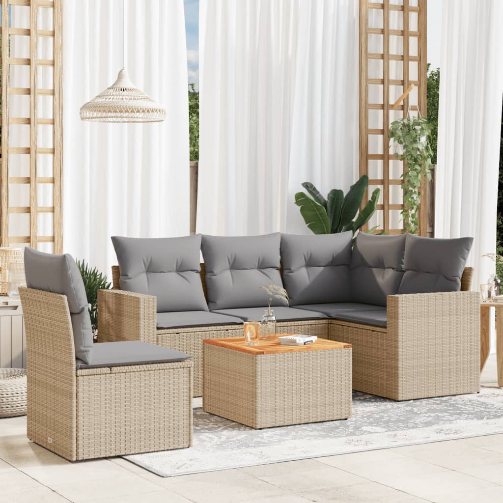 8721102354298_m_en_hd_1 vidaXL 6 Piece Garden Sofa Set with Cushions Mix Beige Poly Rattan - Image 1