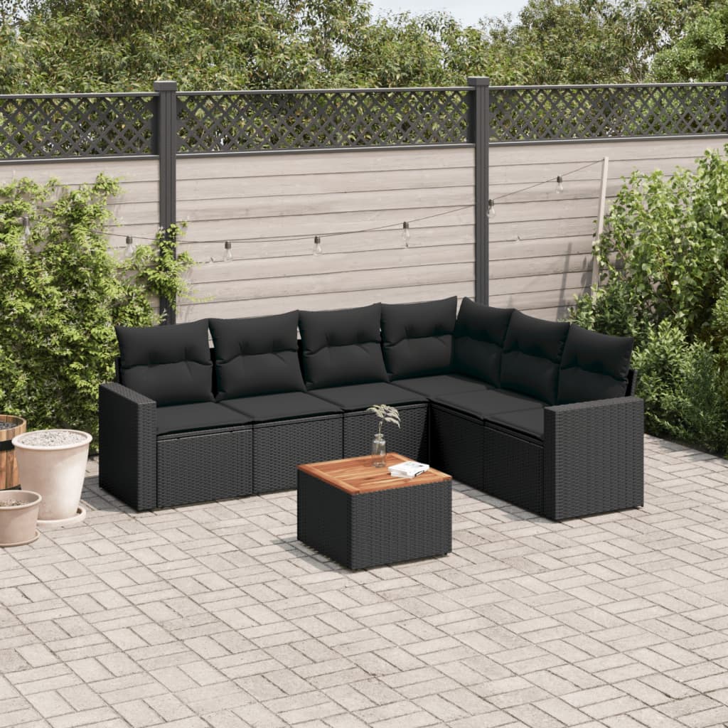 8721102354397_m_en_hd_1 vidaXL 7 Piece Garden Sofa Set with Cushions Black Poly Rattan - Image 1