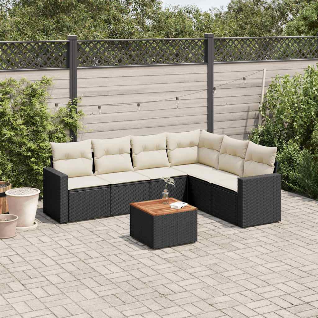 8721102354403_m_en_hd_1 vidaXL 7 Piece Garden Sofa Set with Cushions Black Poly Rattan - Image 1