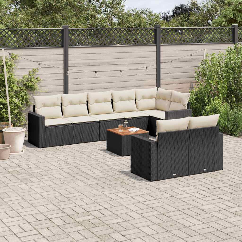 8721102355103_m_en_hd_1 vidaXL 9 Piece Garden Sofa Set with Cushions Black Poly Rattan - Image 1