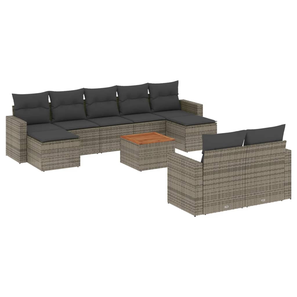 8721102356407_a_en_hd_1 vidaXL 10 Piece Garden Sofa Set with Cushions Grey Poly Rattan - Image 2
